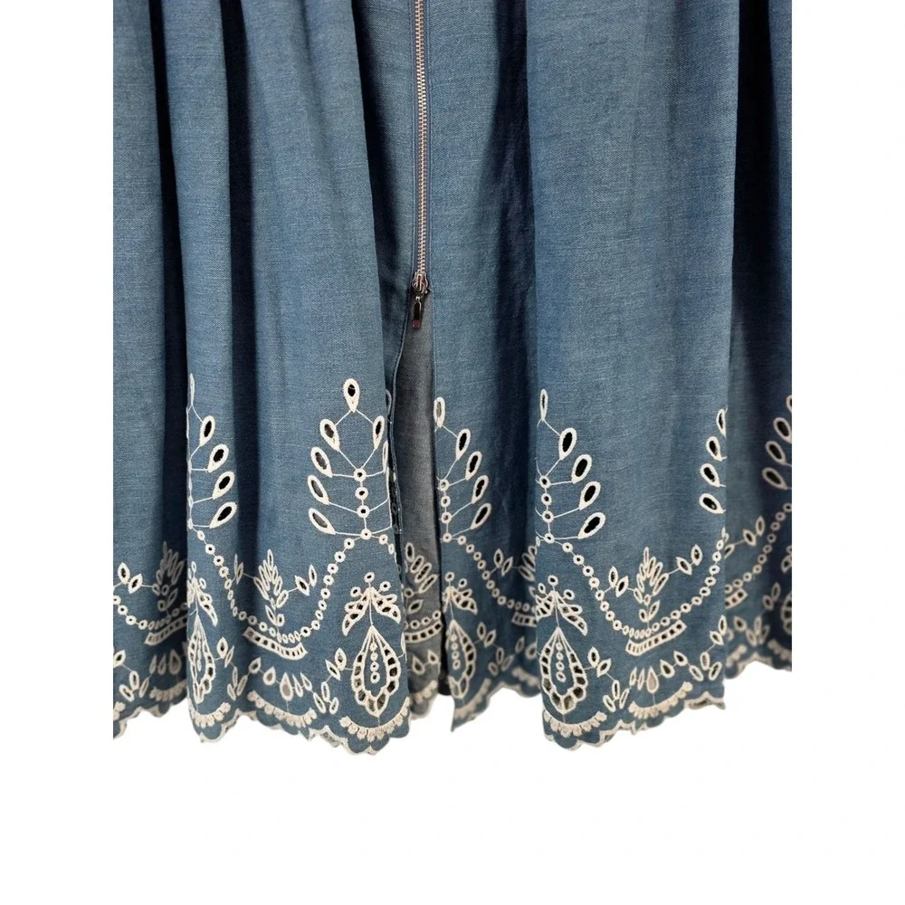 Anthropologie Womens XL Blue The Tommie Denim Eyelet Trim Dress NWT - Picture 6 of 14